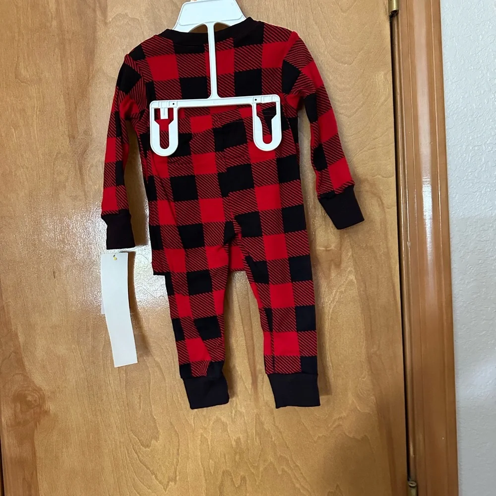 12 months red black buffalo check 2 piece 100% cotton sleepwear